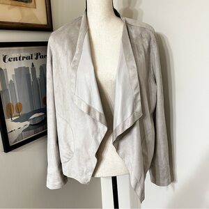 Suede and Leather Reversible Taupe Waterfall Open Front Jacket SZ L